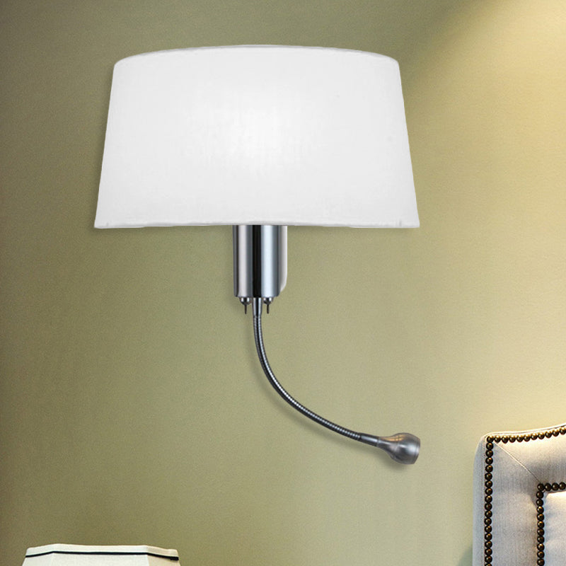 Vivolux | Schwarz/Weiß/Beige Trommel Lesewandlichte Traditionell Stoff 1 Kopf Schlafzimmer Verstellbares Wandmontiertes Licht