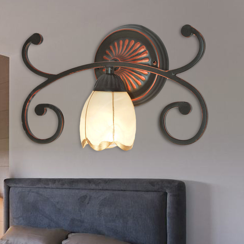 Vivolux | Rood Bruin 1/2/3 Lichten Wandlamp Classic Frosted Glass Bloemvorm Vanity Verlichtingsarmatuur
