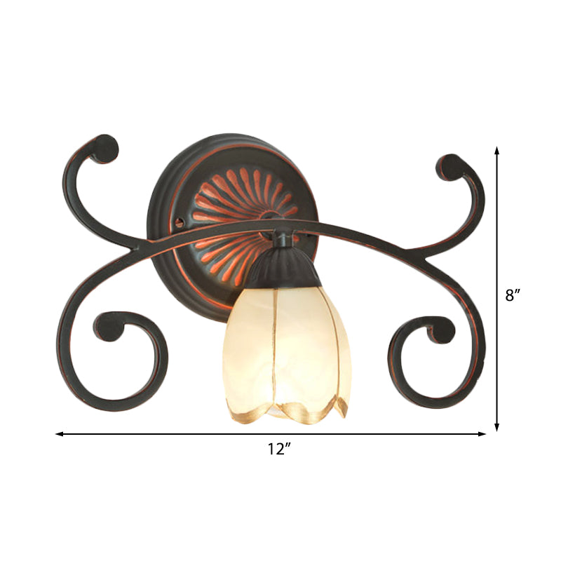 Vivolux | Rood Bruin 1/2/3 Lichten Wandlamp Classic Frosted Glass Bloemvorm Vanity Verlichtingsarmatuur