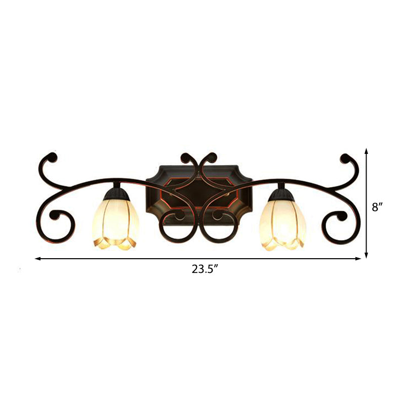 Vivolux | Rood Bruin 1/2/3 Lichten Wandlamp Classic Frosted Glass Bloemvorm Vanity Verlichtingsarmatuur