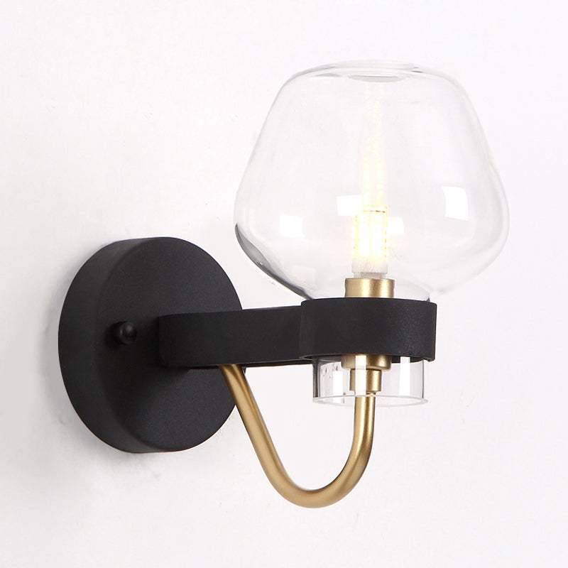 Vivolux | Urn Wandlamp Traditioneel 1 Kop Duidelijk/Amber/Rookgrijs Glas Wandverlichting Fixture voor Woonkamer