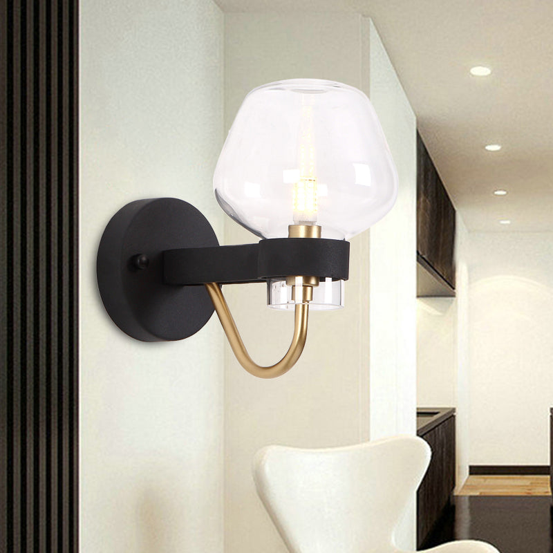 Vivolux | Urn Wandlamp Traditioneel 1 Kop Duidelijk/Amber/Rookgrijs Glas Wandverlichting Fixture voor Woonkamer