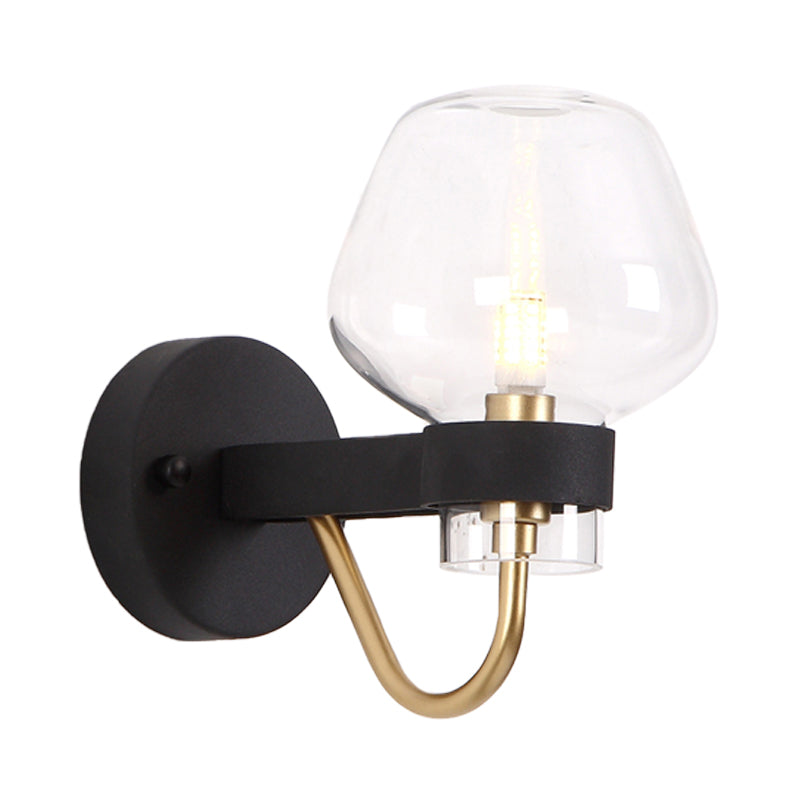 Vivolux | Urn Wandlamp Traditioneel 1 Kop Duidelijk/Amber/Rookgrijs Glas Wandverlichting Fixture voor Woonkamer