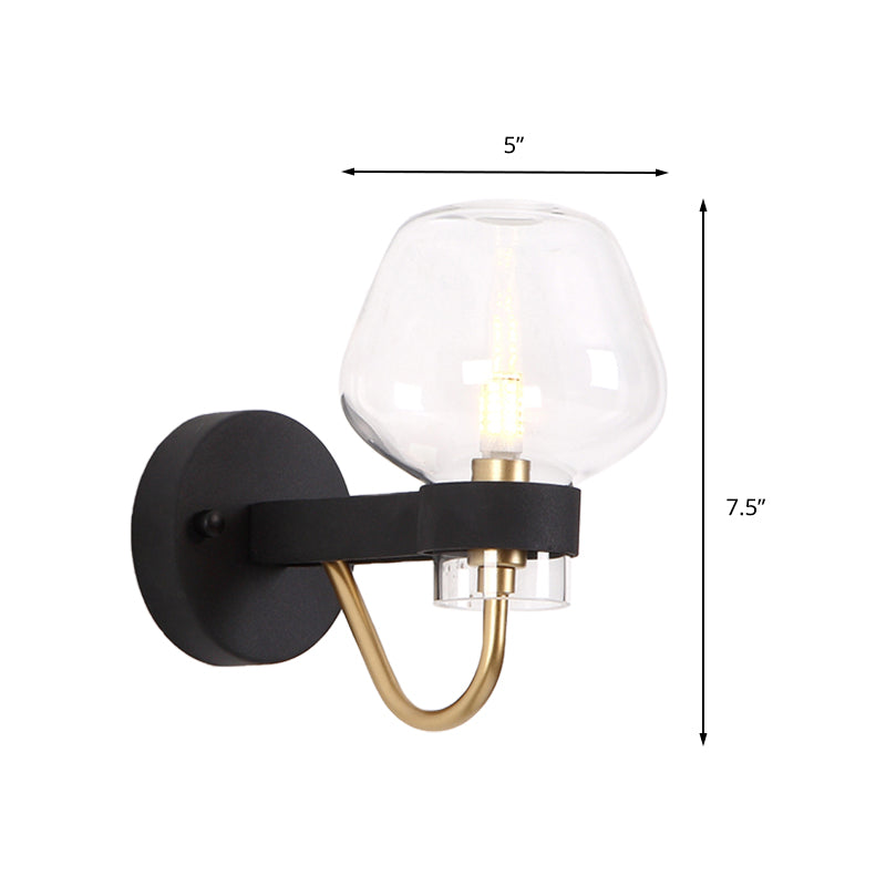 Vivolux | Urn Wandlamp Traditioneel 1 Kop Duidelijk/Amber/Rookgrijs Glas Wandverlichting Fixture voor Woonkamer