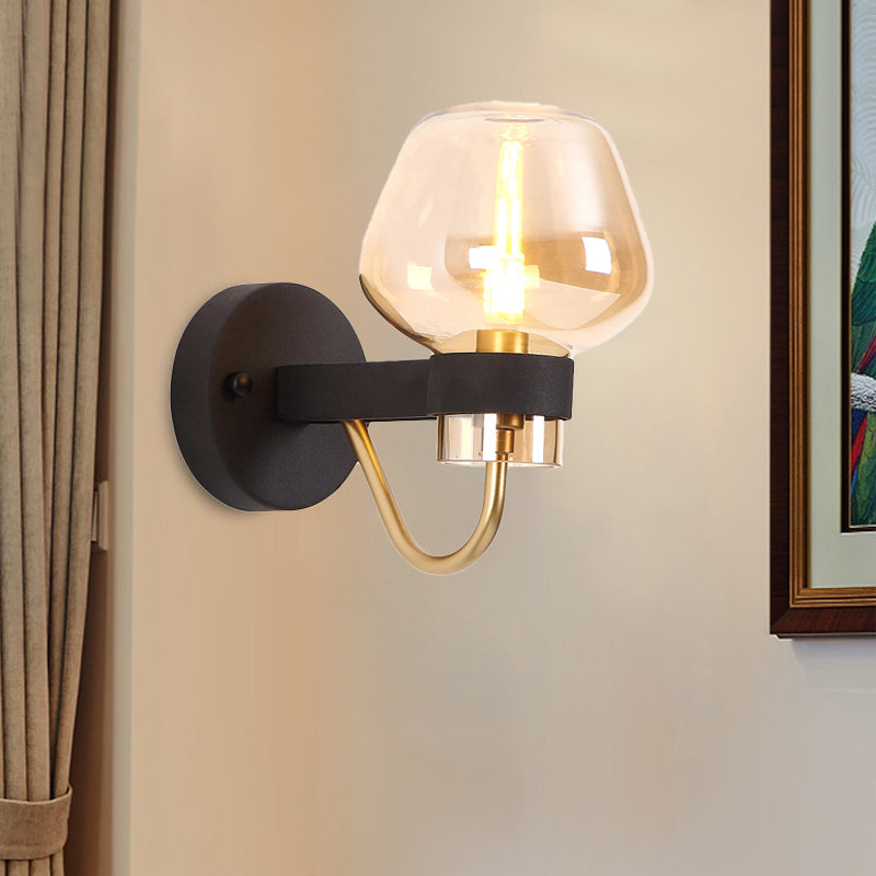 Vivolux | Urn Wandlamp Traditioneel 1 Kop Duidelijk/Amber/Rookgrijs Glas Wandverlichting Fixture voor Woonkamer
