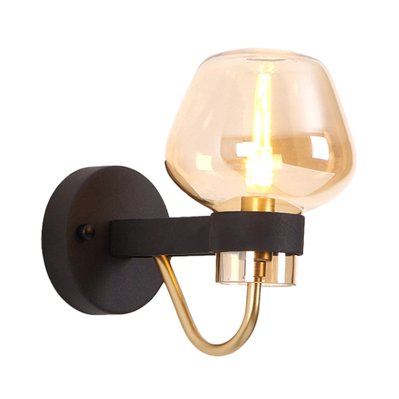 Vivolux | Urn Wandlamp Traditioneel 1 Kop Duidelijk/Amber/Rookgrijs Glas Wandverlichting Fixture voor Woonkamer