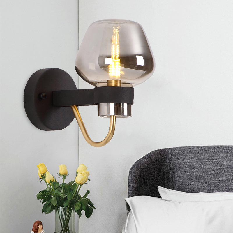 Vivolux | Urn Wandlamp Traditioneel 1 Kop Duidelijk/Amber/Rookgrijs Glas Wandverlichting Fixture voor Woonkamer