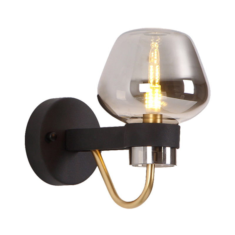 Vivolux | Urn Wandlamp Traditioneel 1 Kop Duidelijk/Amber/Rookgrijs Glas Wandverlichting Fixture voor Woonkamer