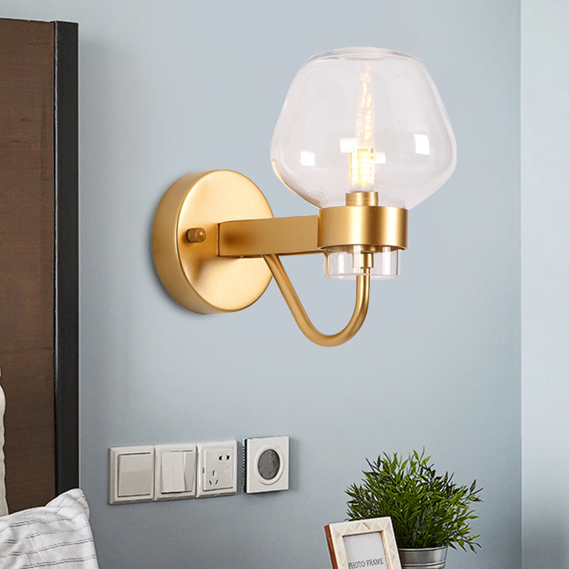 Vivolux | 1 Glühbirne Glas Wandlampe Tradition Klar/Amber/Rauchgrau Glas Wandbeleuchtung Fixture für Nachttisch
