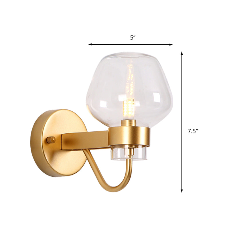 Vivolux | 1 Glühbirne Glas Wandlampe Tradition Klar/Amber/Rauchgrau Glas Wandbeleuchtung Fixture für Nachttisch