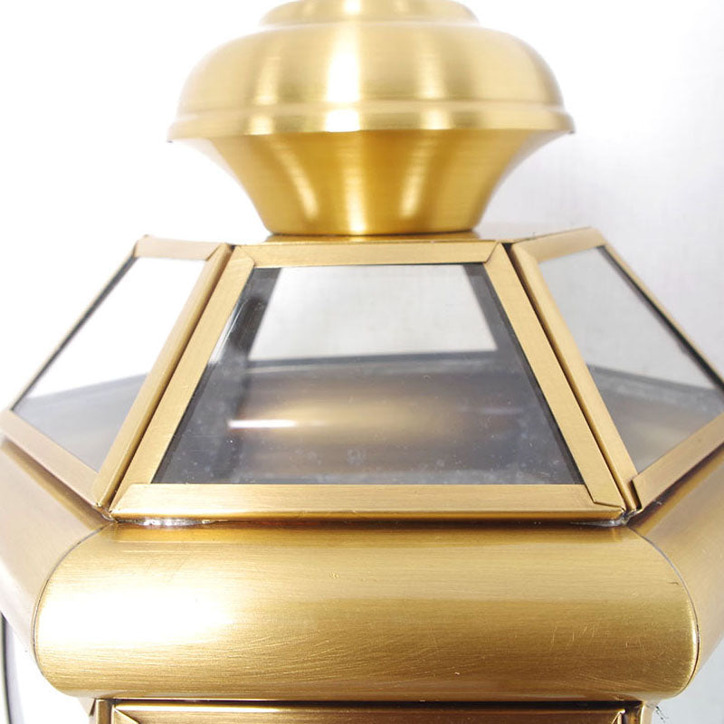 Vivolux | Traditionele Urn Wandlamp Helder Glas 1 Lamp Muur Bevestigde Verlichtingsarmatuur in Messing met Gebogen Arm