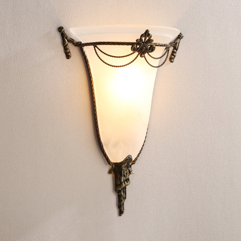Vivolux | Witte Glazen Trompet Wandlamp Traditionary 1 Hoofd Wandlamp Armatuur voor Woonkamer