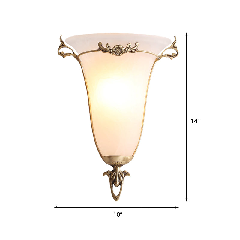 Vivolux | Traditionelle Trompeten Wandmontage Beleuchtung Frosted Glas 1 Kopf Wandlampe in Messing