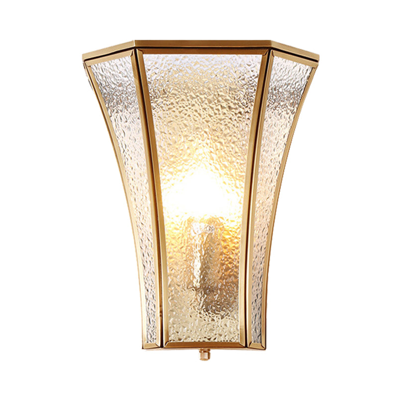Vivolux | 1 Glühbirne Flared Wandleuchte Tradition Texturiertes Glas Wandbeleuchtung Fixture in Messing mit Treppe