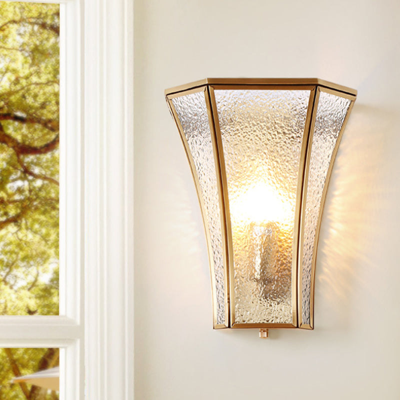 Vivolux | 1 Glühbirne Flared Wandleuchte Tradition Texturiertes Glas Wandbeleuchtung Fixture in Messing mit Treppe