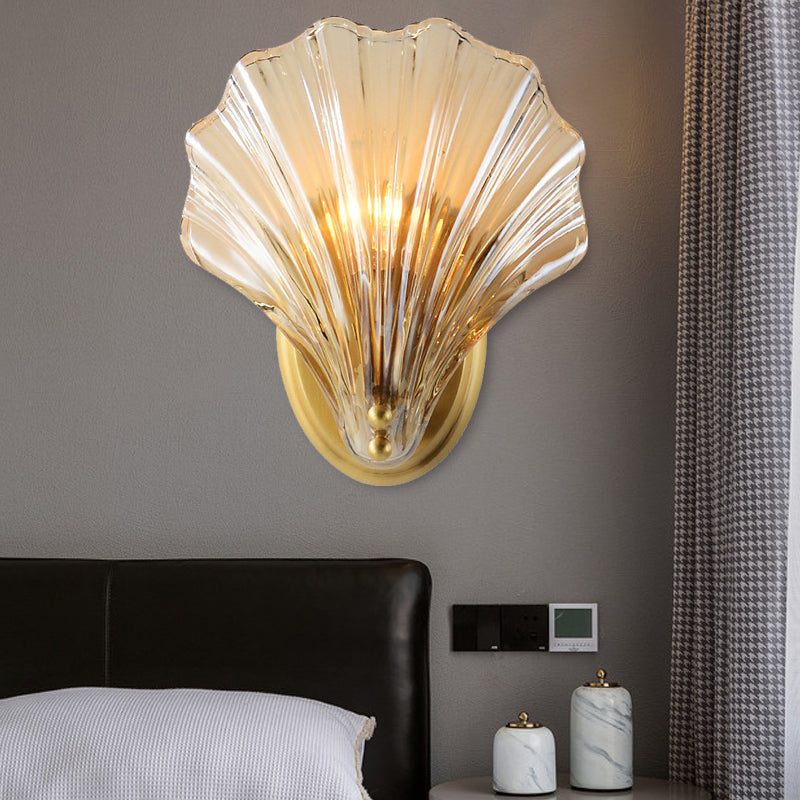 Vivolux | Traditionele Scalloped Wandverlichting Duidelijk Glas 1 Kop Wandlamp in Messing