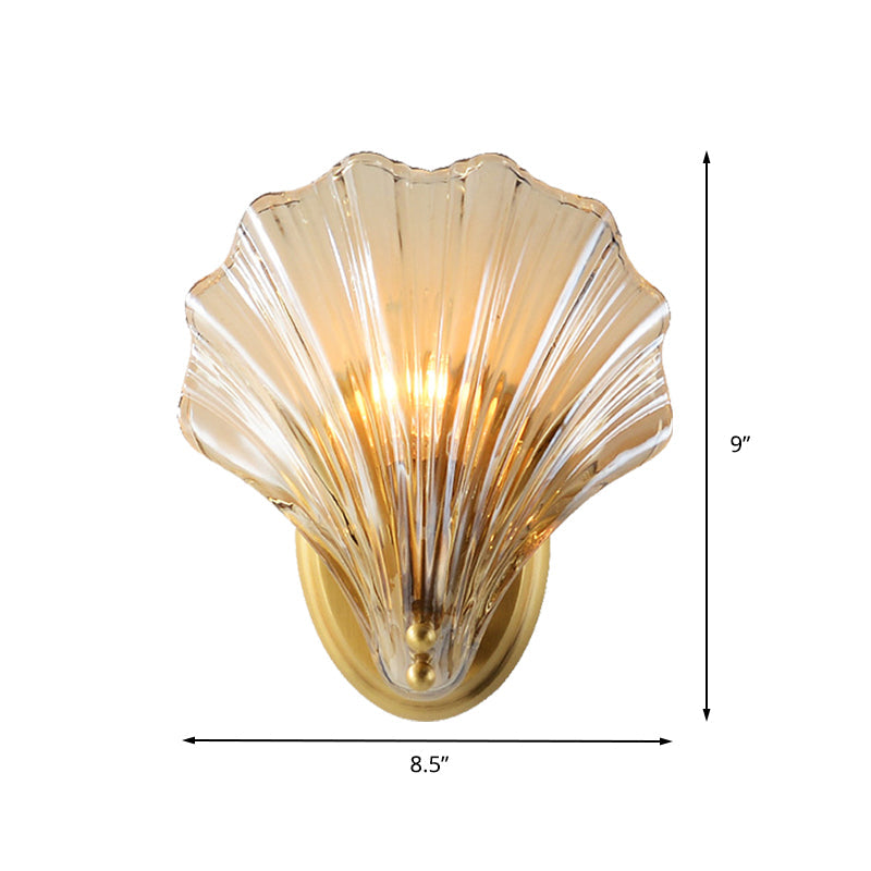Vivolux | Traditionele Scalloped Wandverlichting Duidelijk Glas 1 Kop Wandlamp in Messing