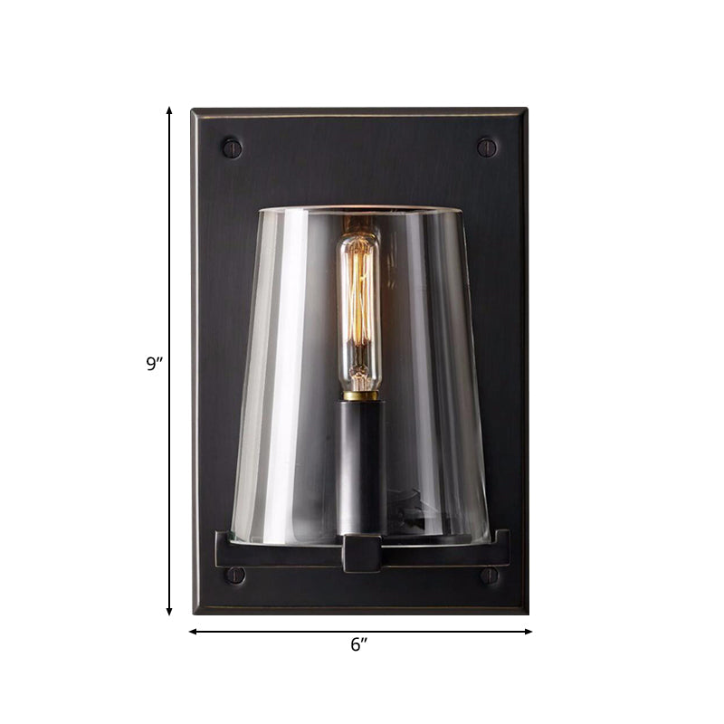 Vivolux | 1 Glühbirne Wohnzimmer Wandleuchte Lampe Tradition Schwarz/Gold Wandbeleuchtung Fixture mit Kegel Klarglas-Schirm