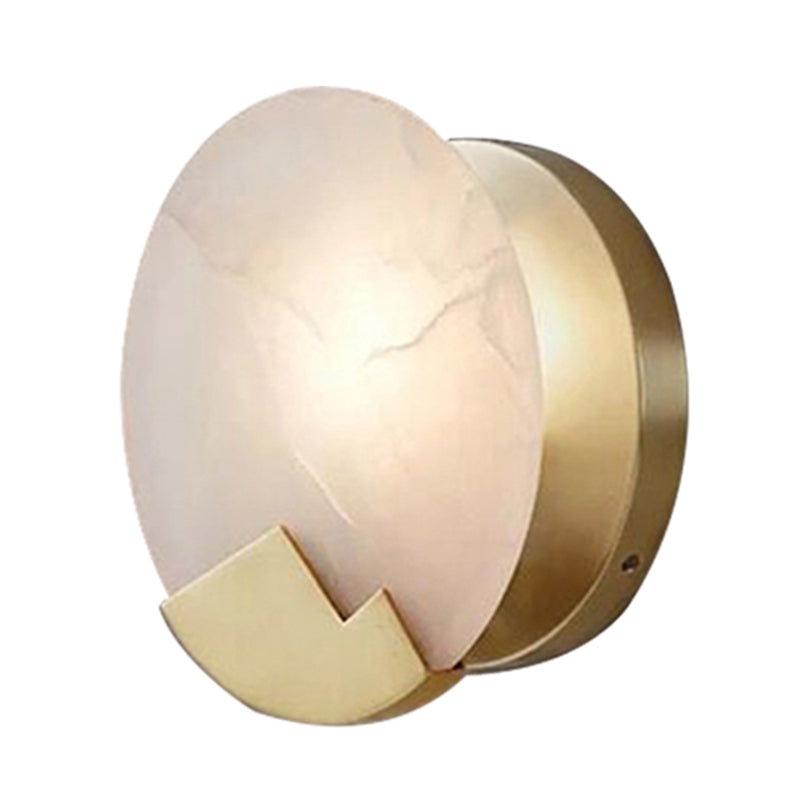 Vivolux | Traditionele Kaars Wandmontage Verlichting Metaal 1 Hoofds Wandlamp in Goud met Ronde Marmer