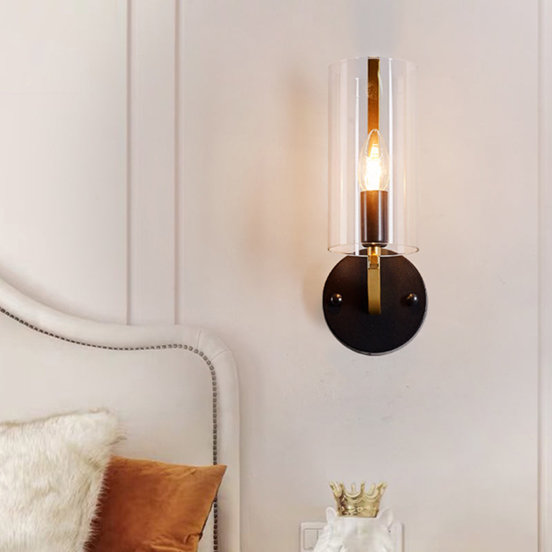 Vivolux | Traditionele Kaars Wandmontage Verlichting Metaal 1 Kop Wandlamp in Goud met Cilindervormige Helder Glas Scherm