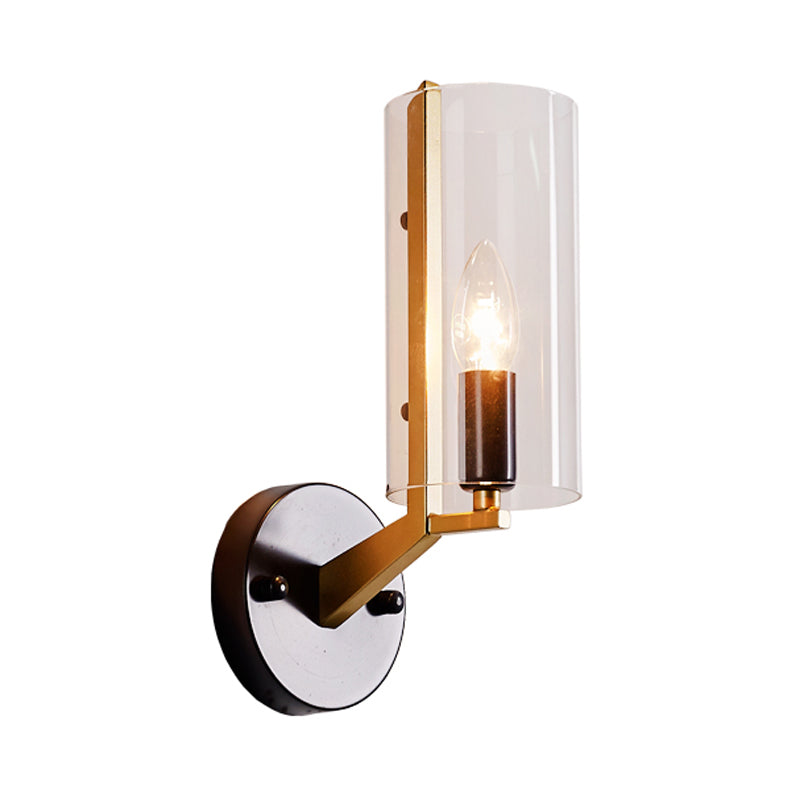 Vivolux | Traditionele Kaars Wandmontage Verlichting Metaal 1 Kop Wandlamp in Goud met Cilindervormige Helder Glas Scherm