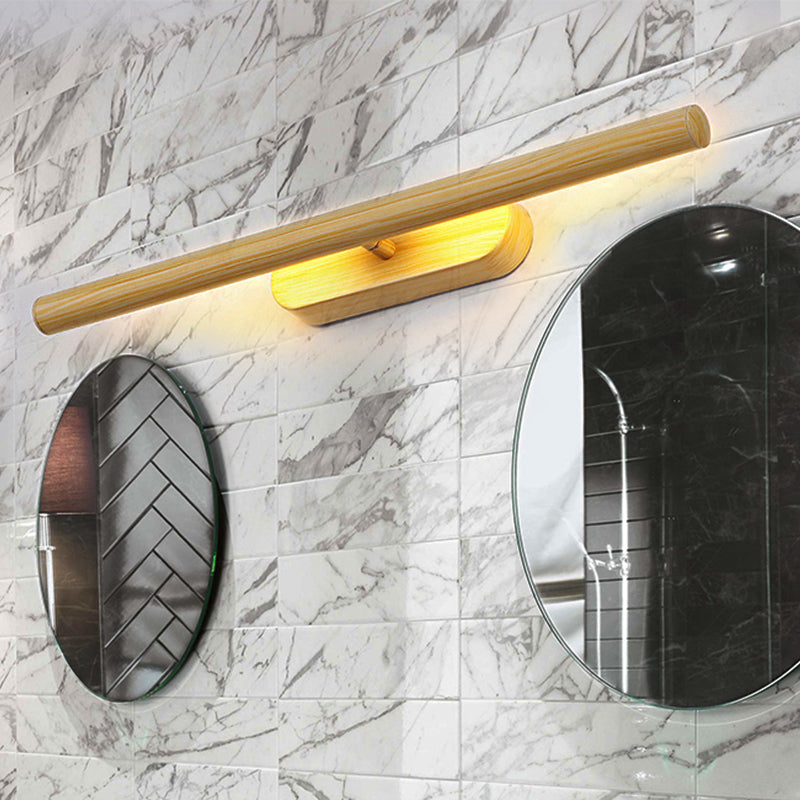 Vivolux | Tube Wood Vanity Wandleuchte Modernistisch 19"/23"/27" Breite LED Beige Wandmontierte Vanity Lichtarmatur in Weiß/Warm/Natürlich Licht