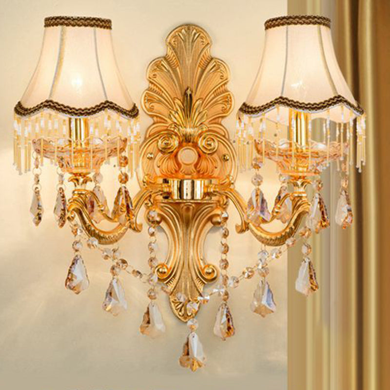 Vivolux | Victorian Kerzenwand-Sconces Beleuchtung Metall Wandmontage Licht mit Schirm und Kristall Dekor