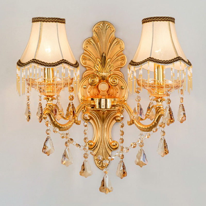 Vivolux | Victorian Kerzenwand-Sconces Beleuchtung Metall Wandmontage Licht mit Schirm und Kristall Dekor