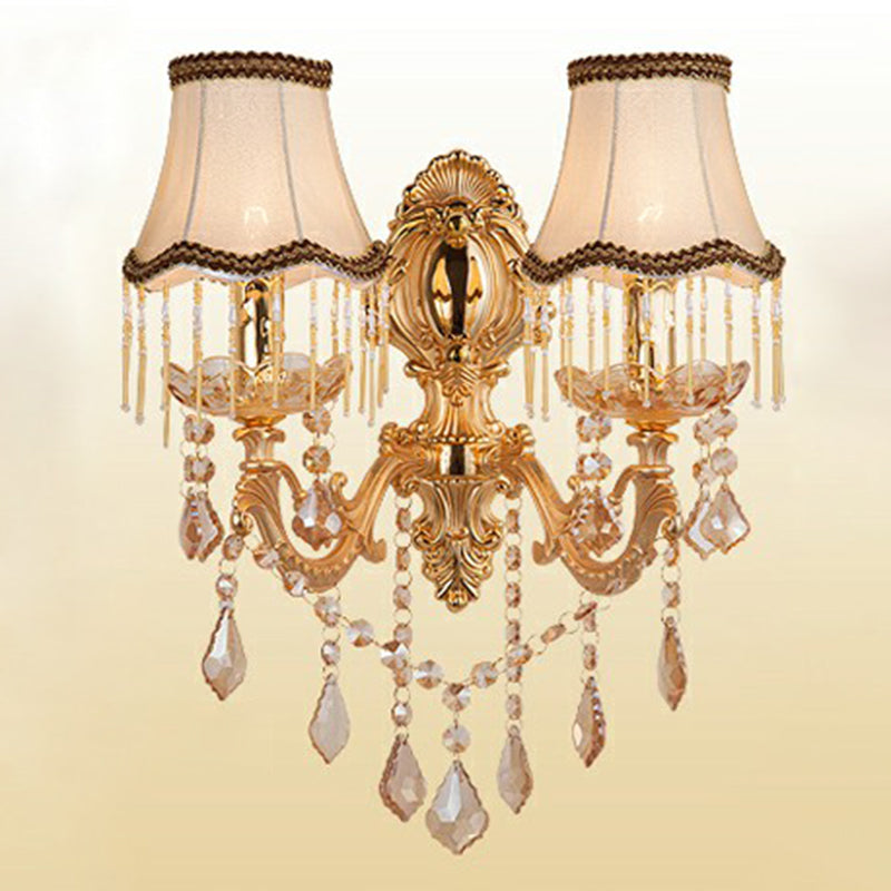 Vivolux | Victorian Kerzenwand-Sconces Beleuchtung Metall Wandmontage Licht mit Schirm und Kristall Dekor