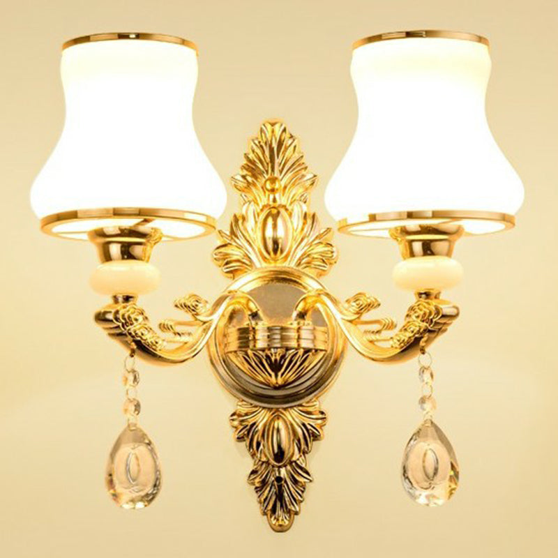 Vivolux | Victorian Kerzenwand-Sconces Beleuchtung Metall Wandmontage Licht mit Schirm und Kristall Dekor