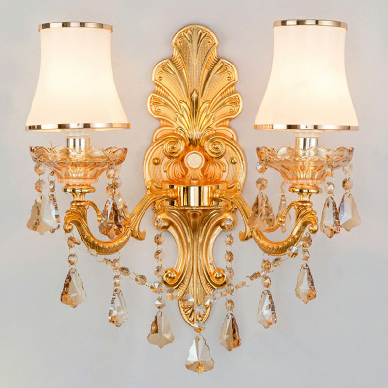 Vivolux | Victorian Kerzenwand-Sconces Beleuchtung Metall Wandmontage Licht mit Schirm und Kristall Dekor