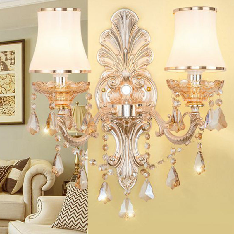Vivolux | Victorian Kerzenwand-Sconces Beleuchtung Metall Wandmontage Licht mit Schirm und Kristall Dekor