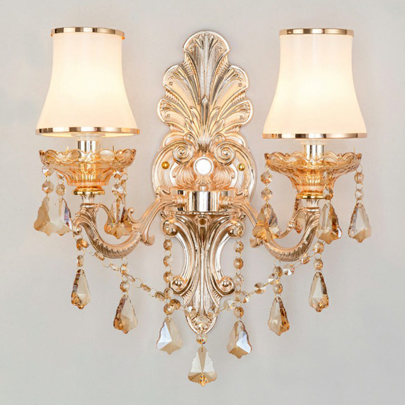 Vivolux | Victorian Kerzenwand-Sconces Beleuchtung Metall Wandmontage Licht mit Schirm und Kristall Dekor