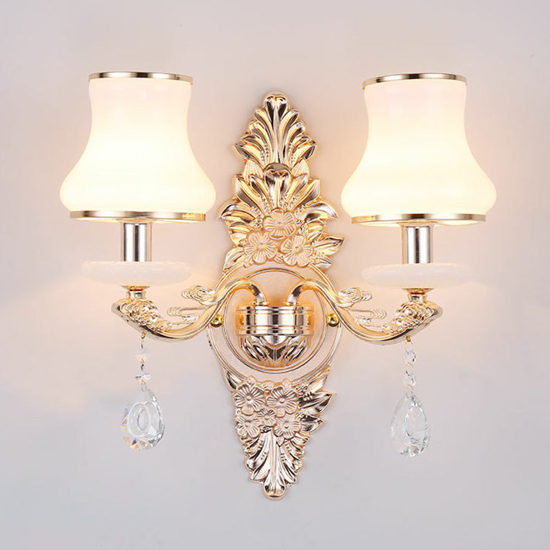 Vivolux | Victorian Kerzenwand-Sconces Beleuchtung Metall Wandmontage Licht mit Schirm und Kristall Dekor