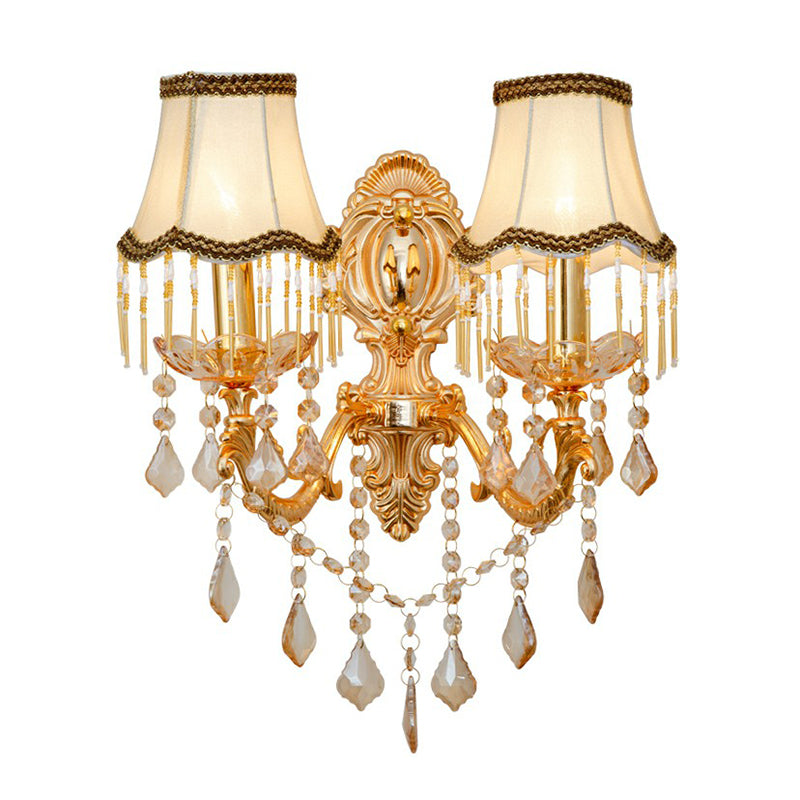 Vivolux | Victorian Kerzenwand-Sconces Beleuchtung Metall Wandmontage Licht mit Schirm und Kristall Dekor