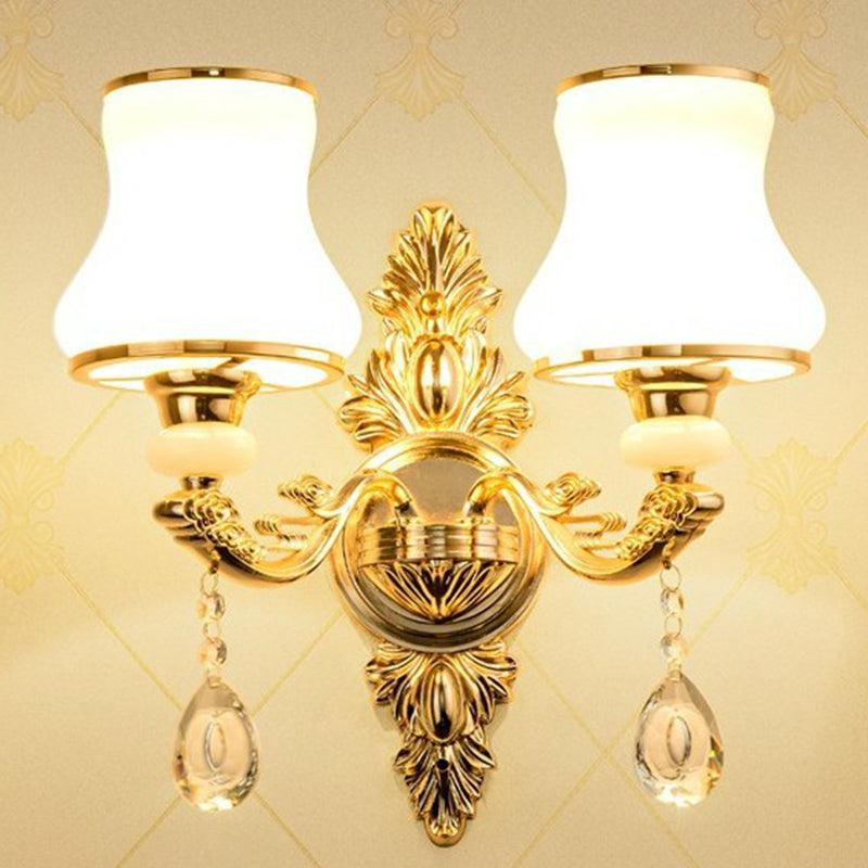 Vivolux | Victorian Kerzenwand-Sconces Beleuchtung Metall Wandmontage Licht mit Schirm und Kristall Dekor