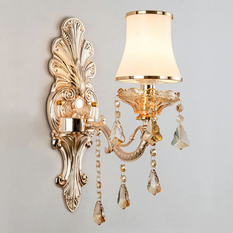 Vivolux | Victorian Kerzenwand-Sconces Beleuchtung Metall Wandmontage Licht mit Schirm und Kristall Dekor