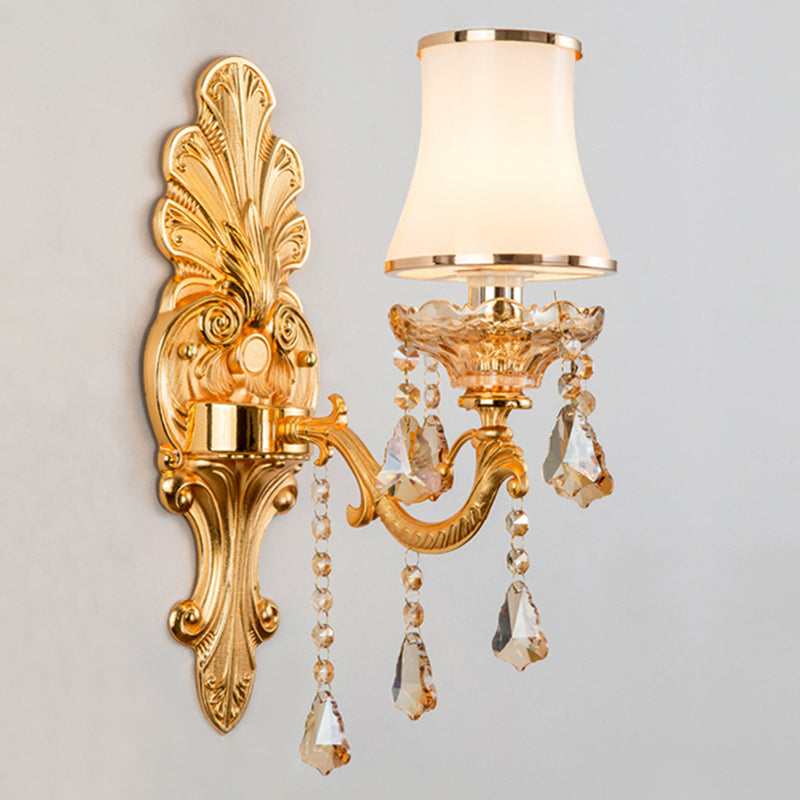 Vivolux | Victorian Kerzenwand-Sconces Beleuchtung Metall Wandmontage Licht mit Schirm und Kristall Dekor