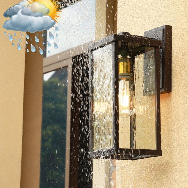 Vivolux | 1 Kopf Box Wand Sconce Einfachheit Kaffee Klarglas Wandmontage Lampe für Außenbereich
