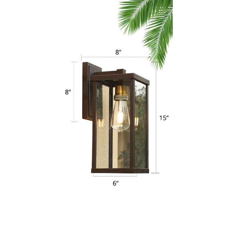 Vivolux | 1 Kopf Box Wand Sconce Einfachheit Kaffee Klarglas Wandmontage Lampe für Außenbereich
