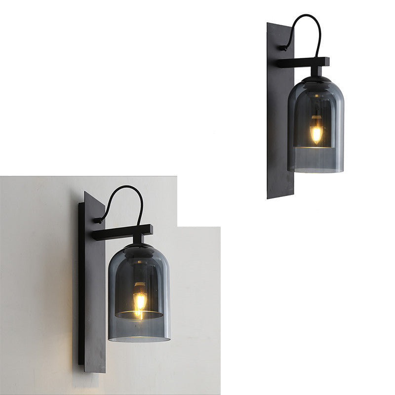 Vivolux | 1 Glühbirne Wohnzimmer Wandleuchte Mid-Century Schwarze Wandlampe mit Doppel-Dome-Glas-Schirm