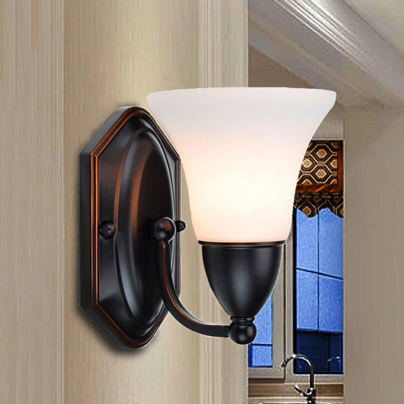 Vivolux | Rood Bruin Bel Wandlamp Verlichting Traditioneel Metaal 1/2-Licht Woonkamer Wandlamp met Frosted Glazen Kap
