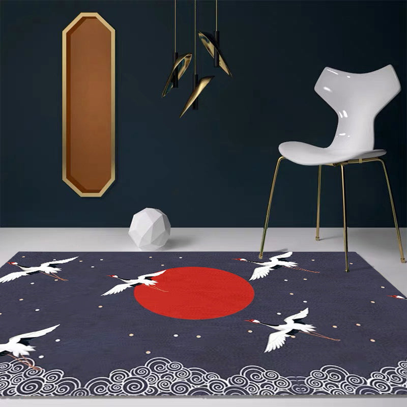 Vivolux | Nordic Crane Geweven Vloerkleed Multi-Kleur Synthetisch Area Tapijt Huisdiervriendelijk Eenvoudige Verzorging Vlekbestendig Kleed voor Kamer