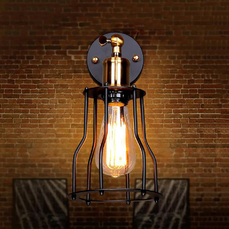 Vivolux | 1 Glühbirne Eisen Wand Sconce Beleuchtung Bauernhaus Messing/gealterte Messing Käfig Schirm Esszimmer Verstellbare Wandbeleuchtung