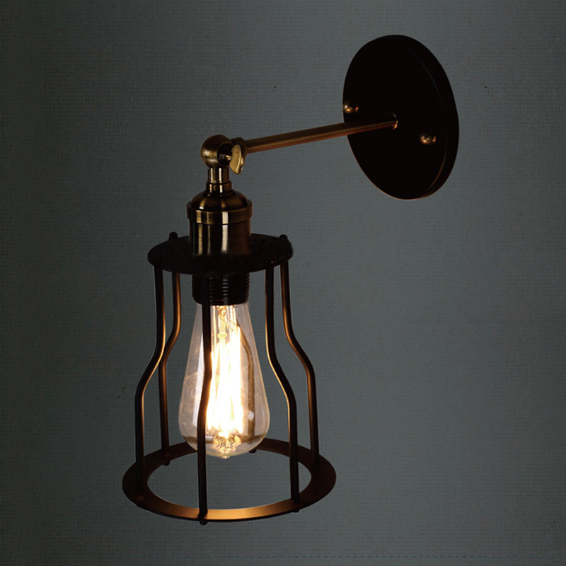 Vivolux | 1 Glühbirne Eisen Wand Sconce Beleuchtung Bauernhaus Messing/gealterte Messing Käfig Schirm Esszimmer Verstellbare Wandbeleuchtung