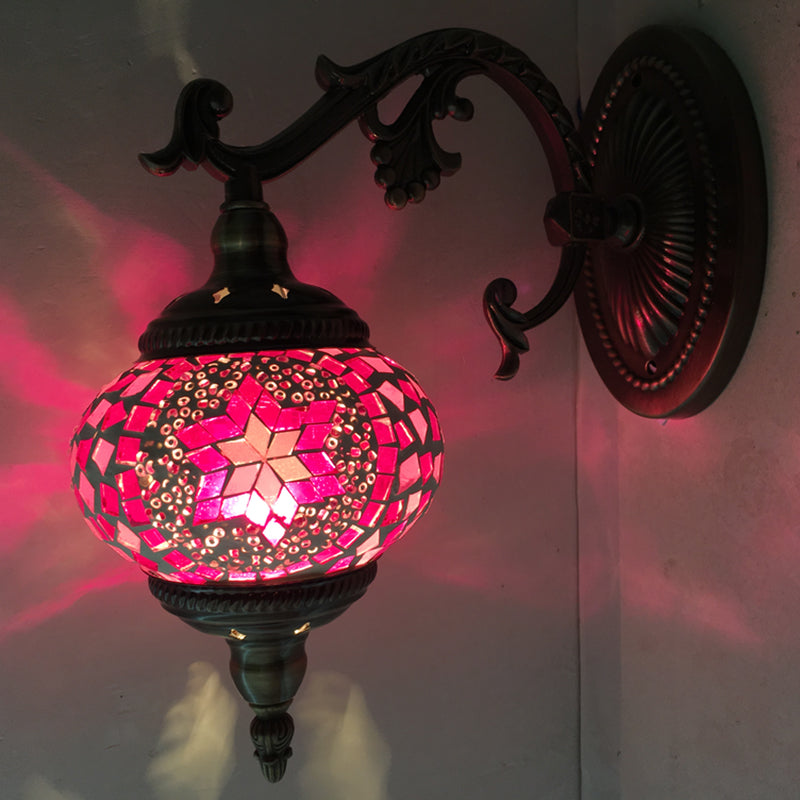 Vivolux | Sphere Wandleuchte Vintage Pink/Blau Glas 1 Kopf Wandlampe Leuchte für Wohnzimmer