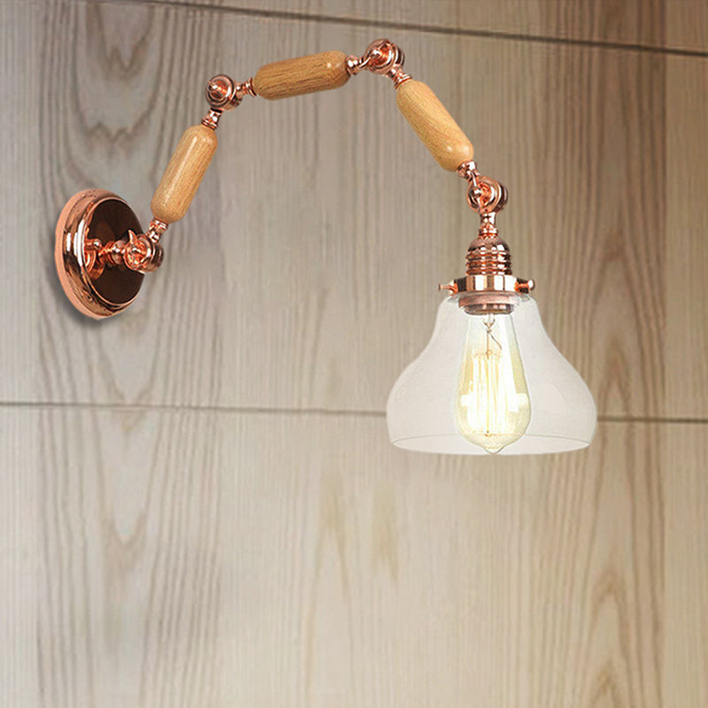 Vivolux | 1 Glühbirne Wandlampe mit Kegelschirm Klarglas Industrielle Wohnzimmer Wandleuchte Beleuchtung