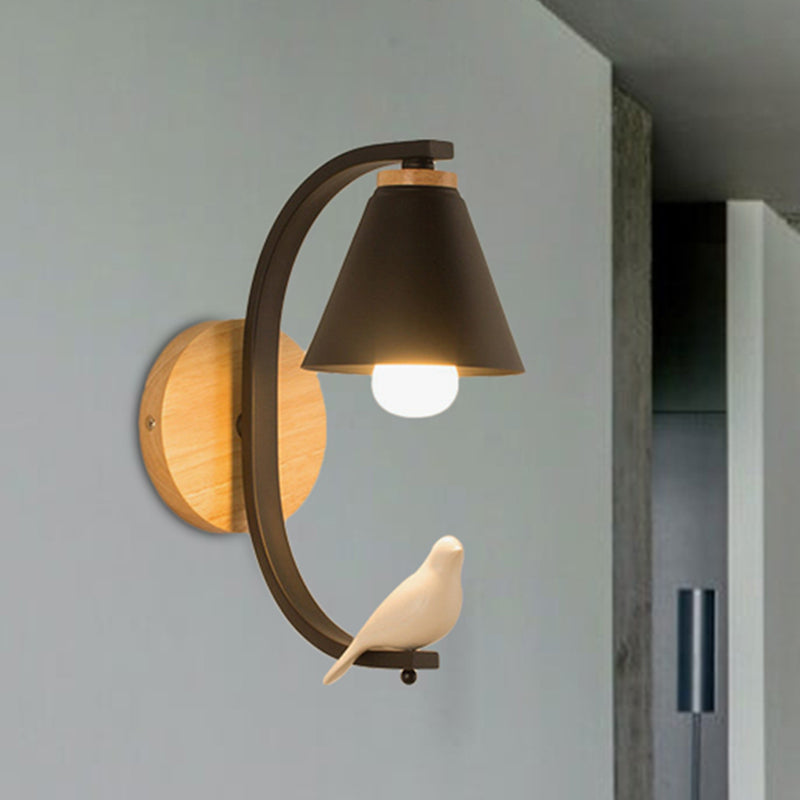 Vivolux | Nordic Style Kegelförmige Wandlampe mit Vogel 1 Kopf Metall Wandleuchte für Schlafzimmer Flur