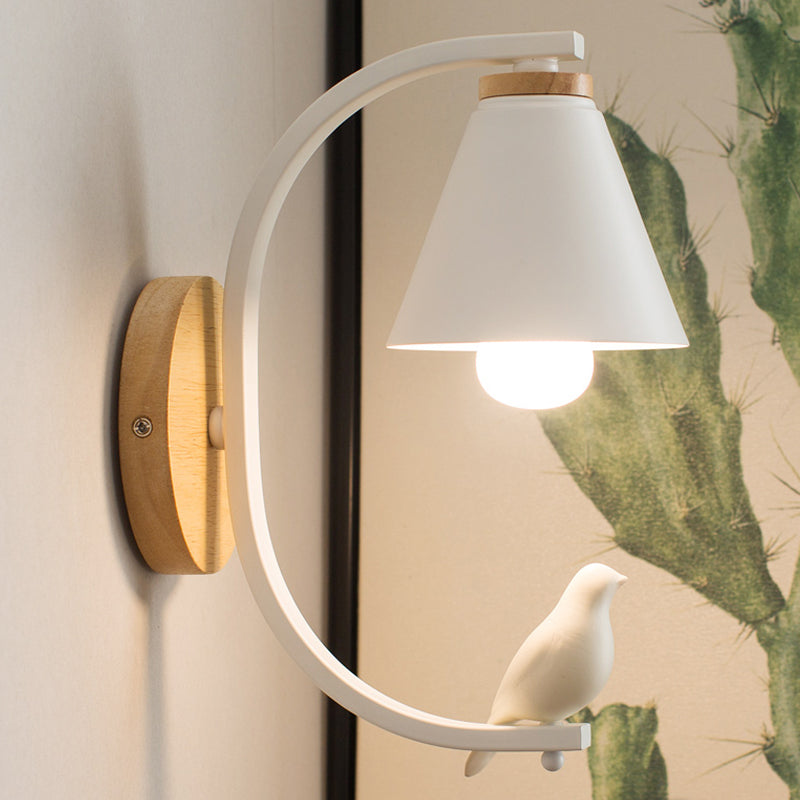 Vivolux | Nordic Style Kegelförmige Wandlampe mit Vogel 1 Kopf Metall Wandleuchte für Schlafzimmer Flur