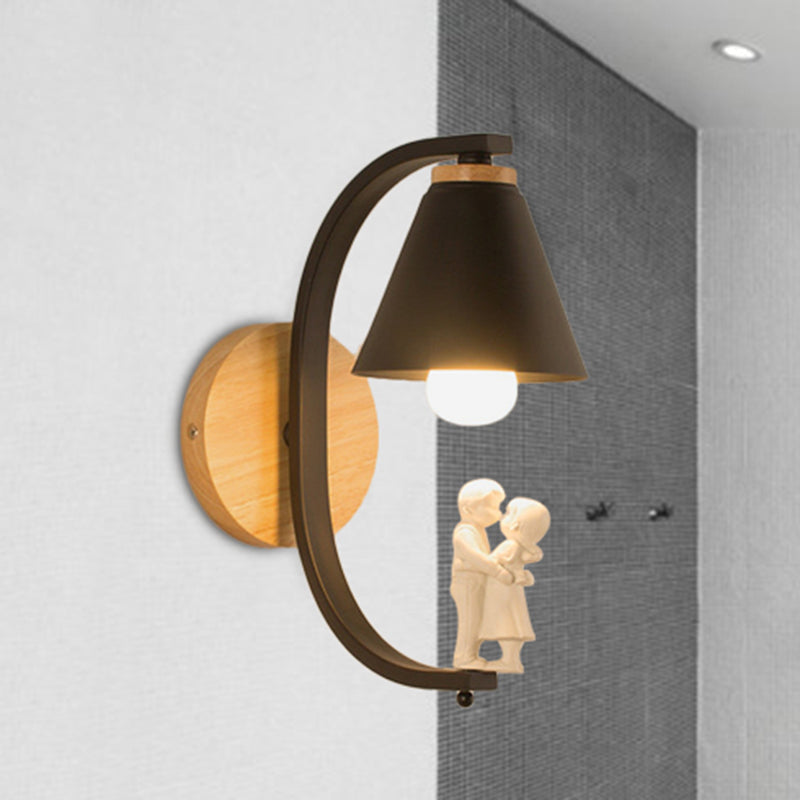 Vivolux | Romantische kegelförmige Wandleuchte mit Koppel Metall 1 Lampe Wandlicht für Studierzimmer